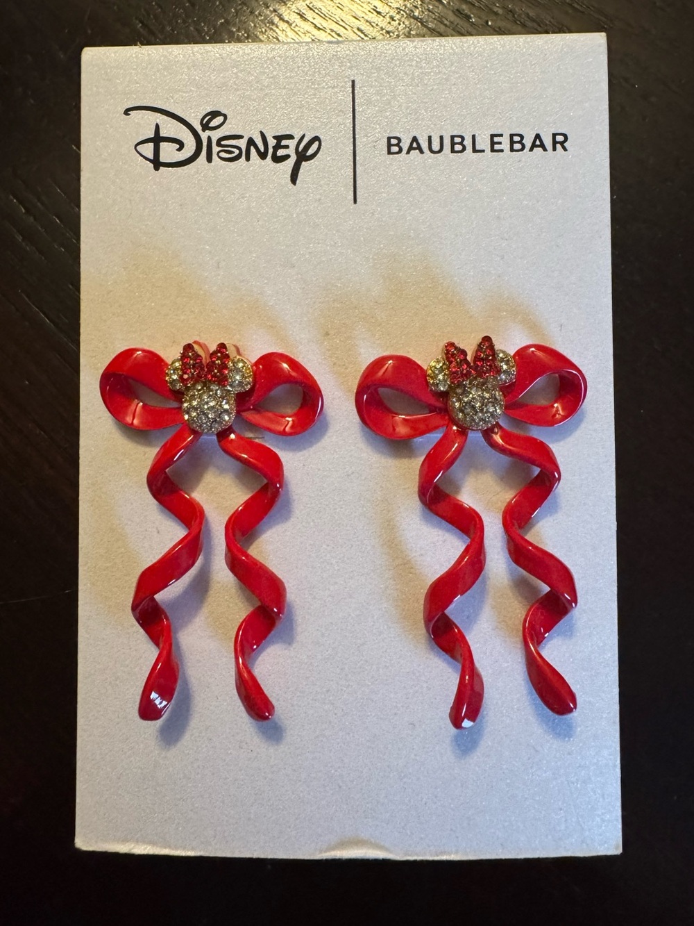 Disney Baublebar Red Bow Minnie Mouse Dangle Earrings